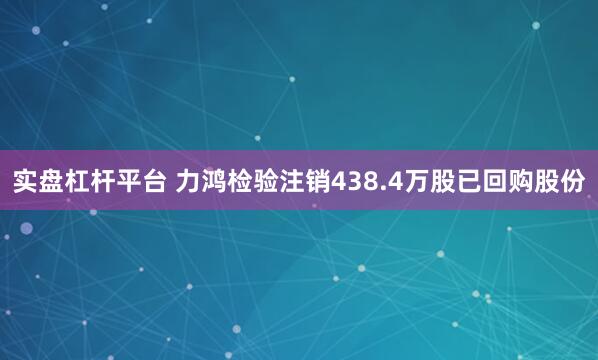 实盘杠杆平台 力鸿检验注销438.4万股已回购股份