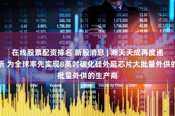 在线股票配资排名 新股消息 | 瀚天天成再度递表港交所 为全球率先实现8英吋碳化硅外延芯片大批量外供的生产商